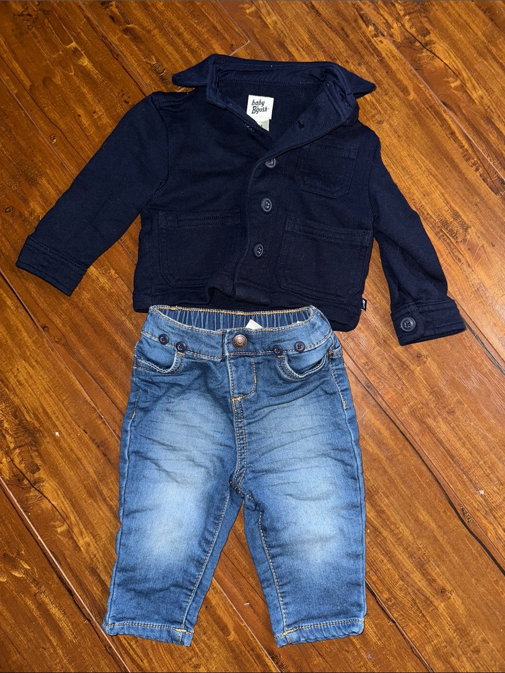 Baby B'gosh OshKosh 6M Navy Jacket Jeans 2 Piece Outfit Set
